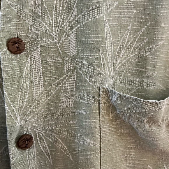 Jamaica Jaxx Silk Sage Palm Bamboo Print Men's Shirt Size Large Coconut Buttons - Picture 4 of 12
